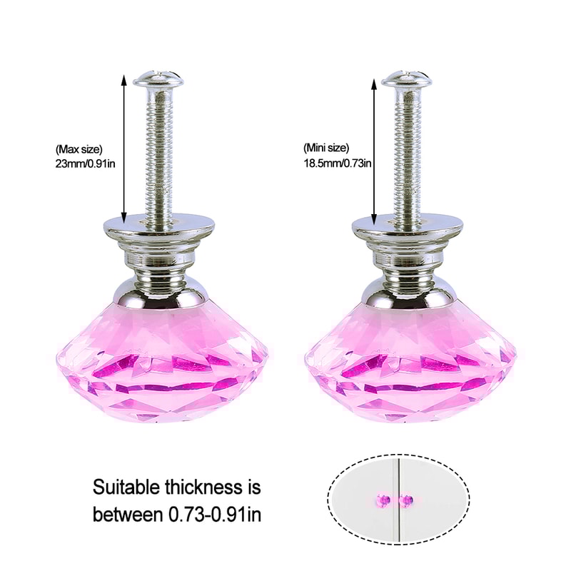 Pink Acrylic Crystal Drawer Pull Handles Diamond Shaped Cabinet Knobs for Furniture