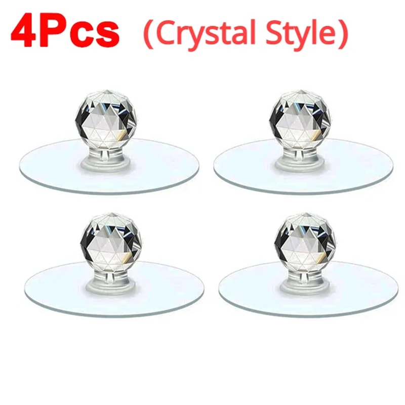 Crystal Transparent Door Knobs With Self Adhesive Hooks Elegant Cabinet Drawer Handles For Home De 6