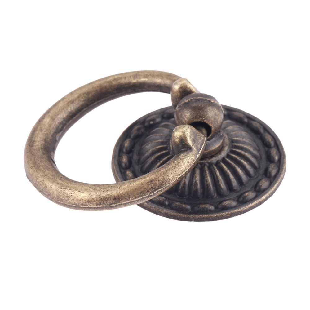Vintage Antique Bronze Wooden Box Ring Knob Decorative Cabinet Handles with Screw, Perfect for Doors & Furniture