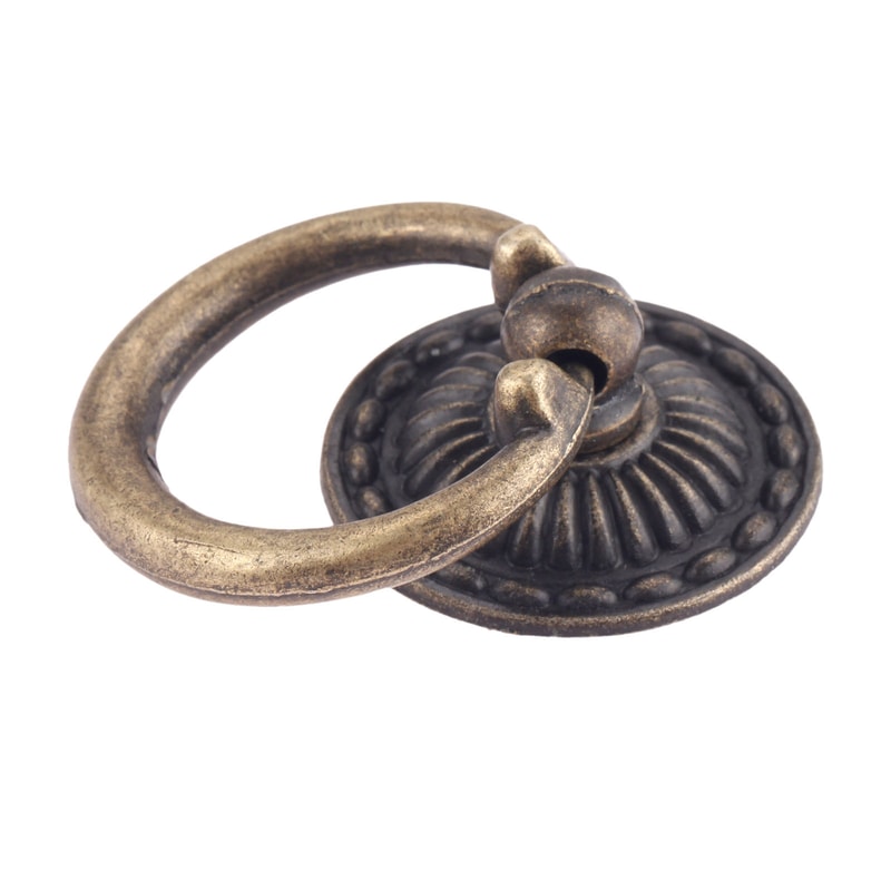 Vintage Antique Bronze Wooden Box Ring Knob Decorative Cabinet Handles with Screw, Perfect for Doors & Furniture