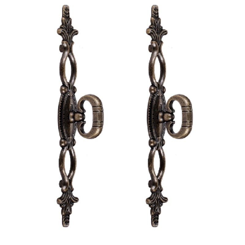 Antique Bronze Flower Pull Handles Vintage Lacework Cabinet Knobs
