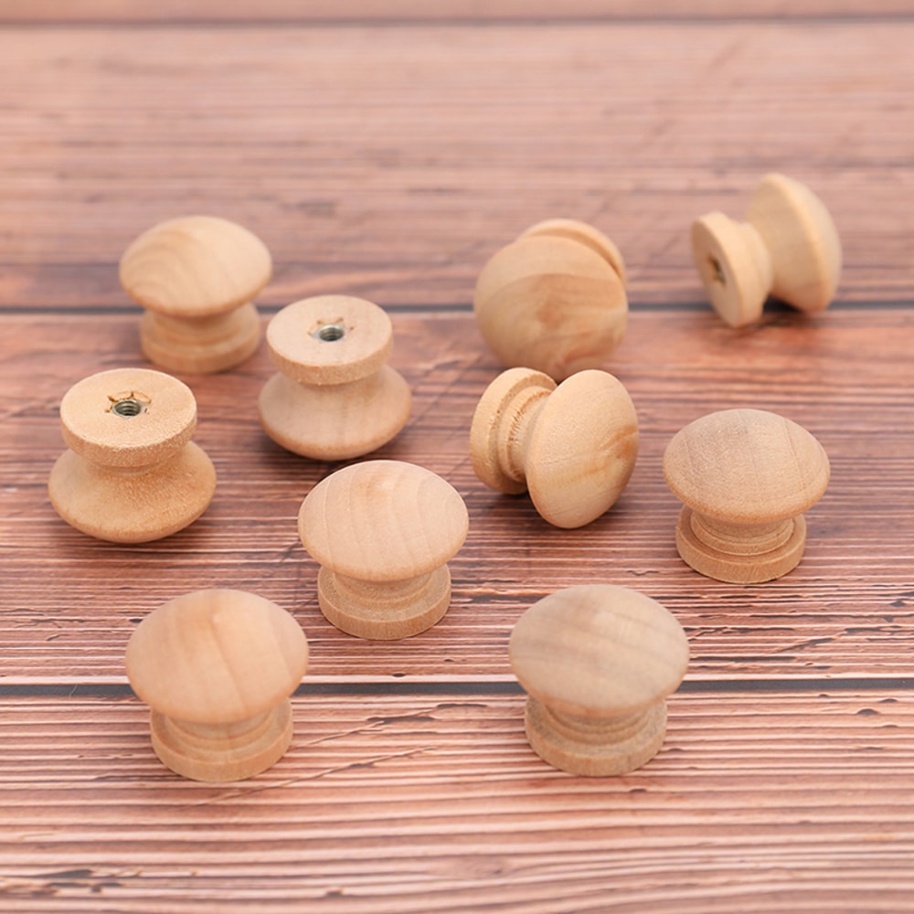 Natural Wooden Cabinet Drawer Pull Handles Knobs For Wardrobe Rustic Home Decor 3