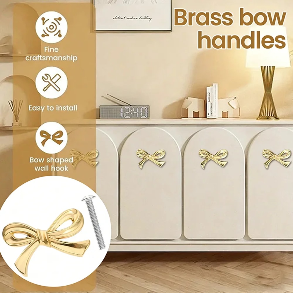 Golden Bow Cabinet Handles Stainless Steel Pulls For Kitchen Furniture Easy Installation 2