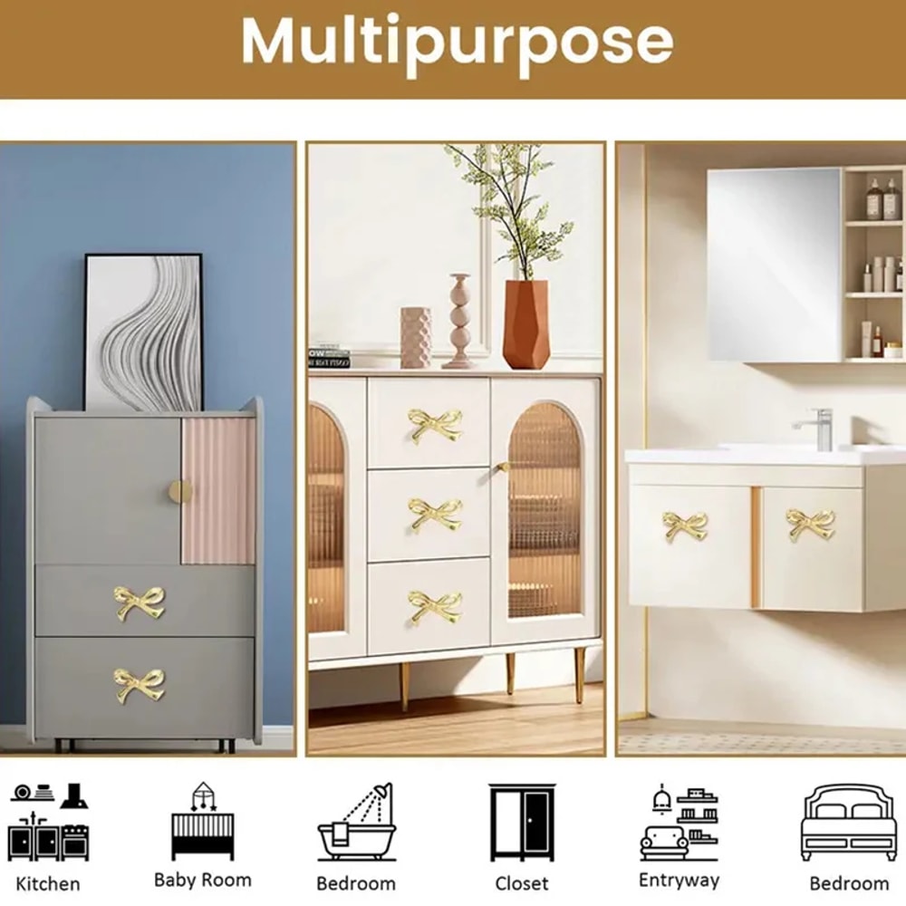 Golden Bow Cabinet Handles Stainless Steel Pulls For Kitchen Furniture Easy Installation 3
