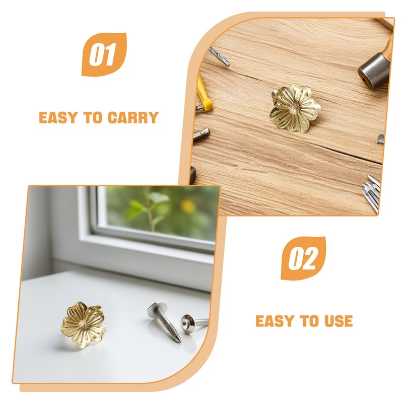 Vintage Floral Brass Cabinet Knob Decorative Drawer Pull for Wardrobe