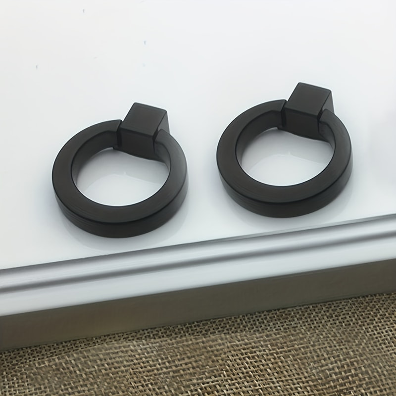 Black Metal Drawer Handles Circular Ring Single Hole Handle For Cabinets Wardrobes 3