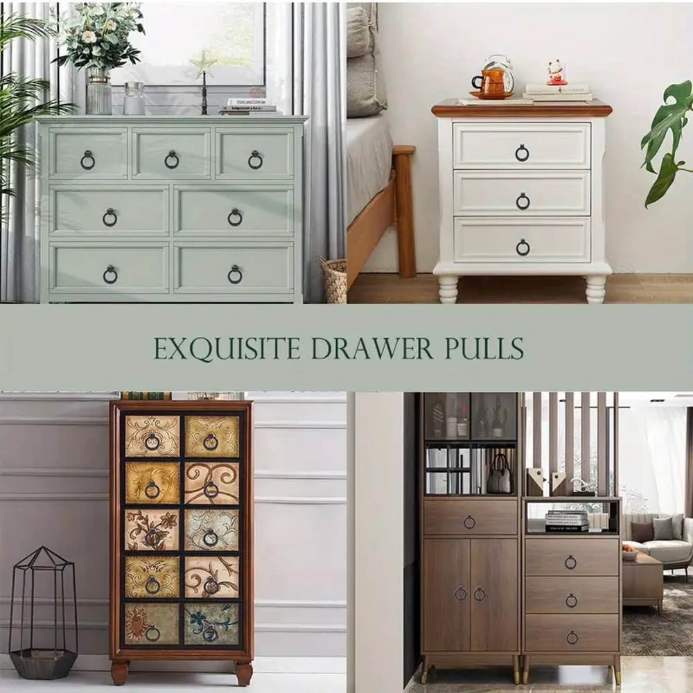 Black Metal Drawer Handles Circular Ring Single Hole Handle For Cabinets Wardrobes 5