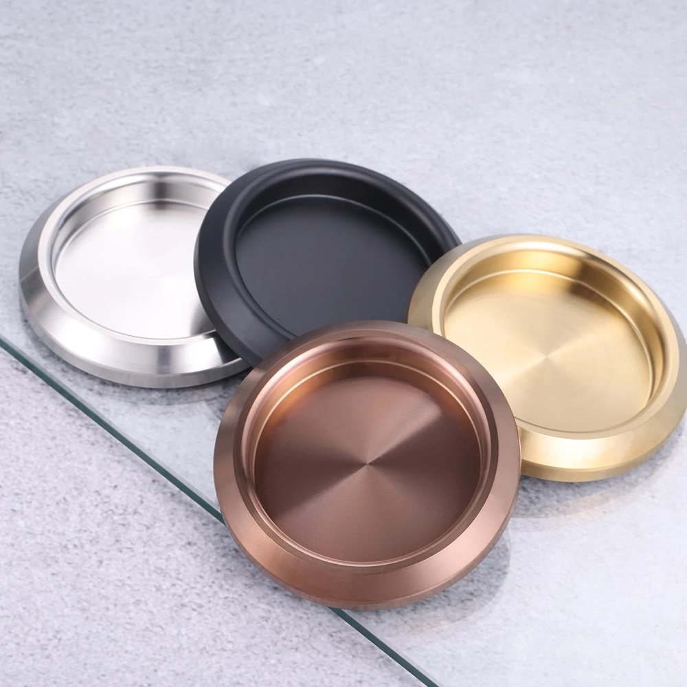 Stainless Steel Invisible Sliding Door Handle Round Cabinet Knob for Glass and Bathroom Doors