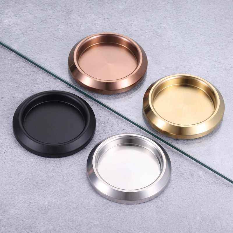 Stainless Steel Invisible Sliding Door Handle Round Cabinet Knob for Glass and Bathroom Doors