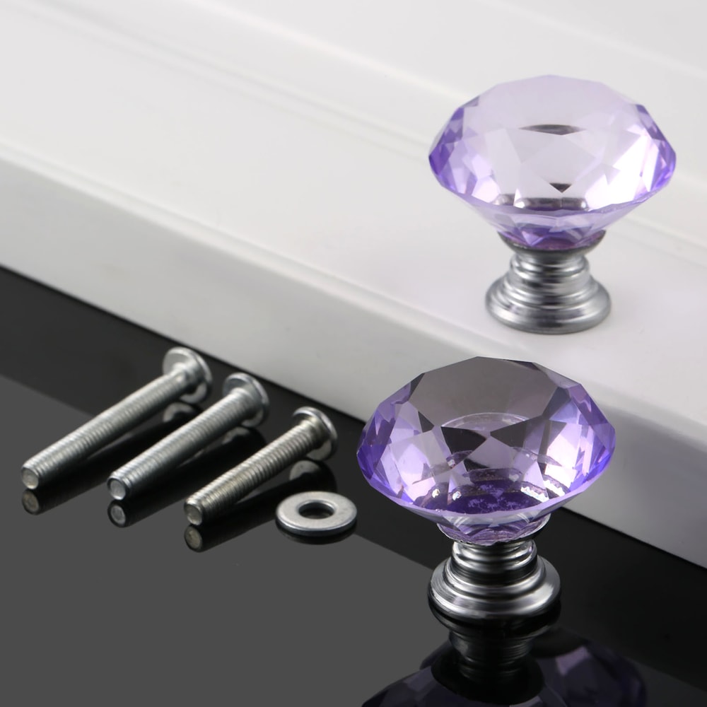Purple Diamond Crystal Drawer Knobs For Cabinets And Dressers 1
