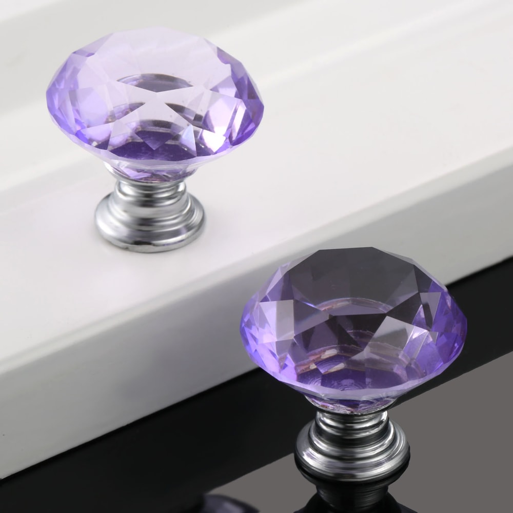 Purple Diamond Crystal Drawer Knobs For Cabinets And Dressers 3