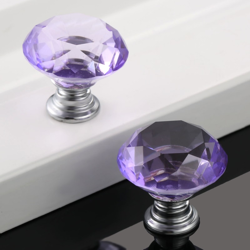 Purple Diamond Crystal Drawer Knobs For Cabinets And Dressers 3