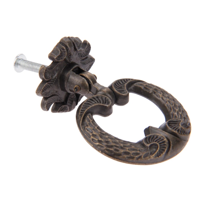 Vintage Antique Bronze Cabinet Drawer Pull Retro Lace Handle for Kitchen, Wardrobe, and Cupboard