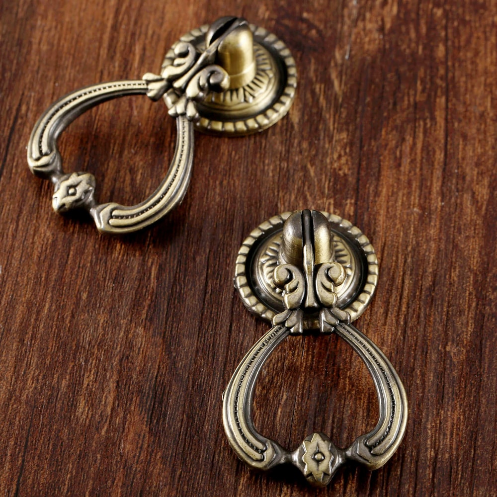 Vintage Antique Brass Cabinet Knobs Set for Drawers, Doors and Furniture