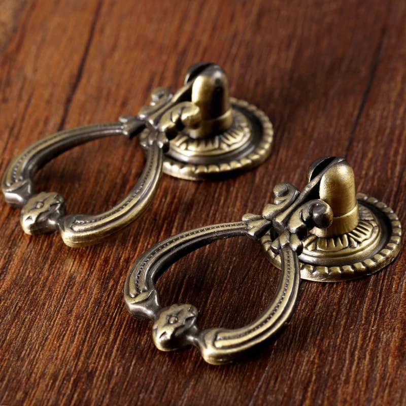 Vintage Antique Brass Cabinet Knobs Set for Drawers, Doors and Furniture