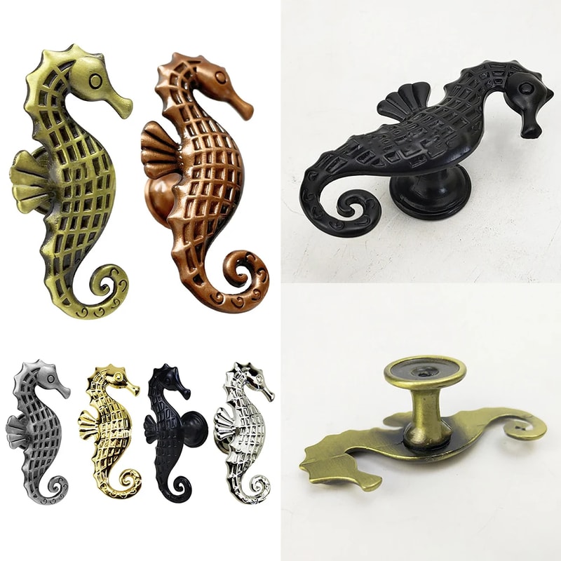 Seahorse Cabinet Handles Zinc Alloy Nautical Drawer Knobs 1