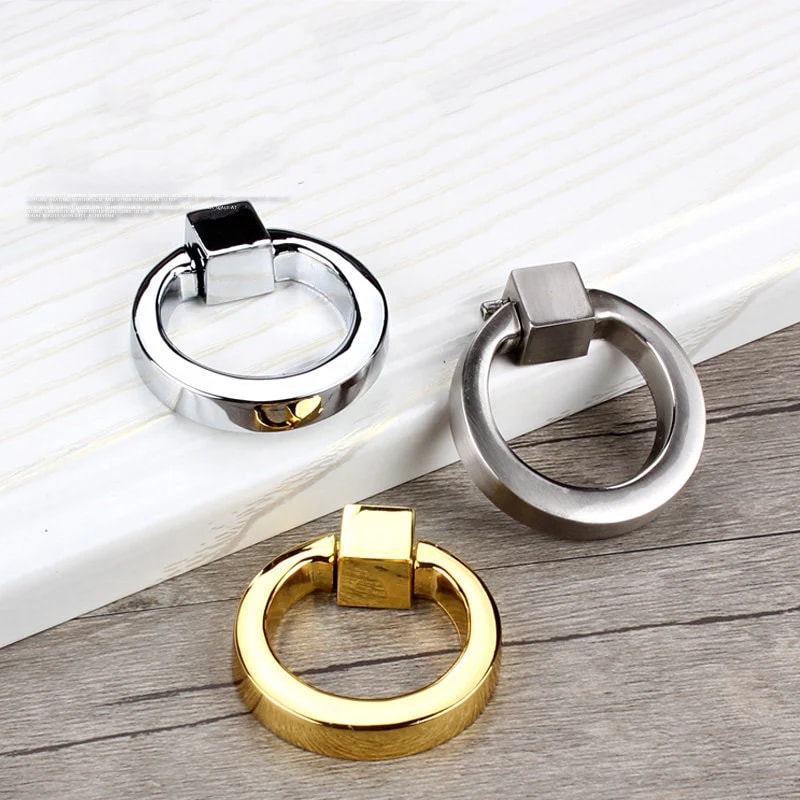 Round Cabinet Ring Pulls In Gold Silver Black 2