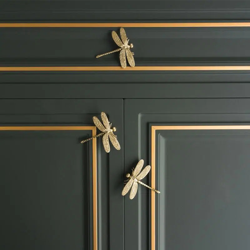 Solid Brass Dragonfly Cabinet Knobs For Drawers Cupboards 0