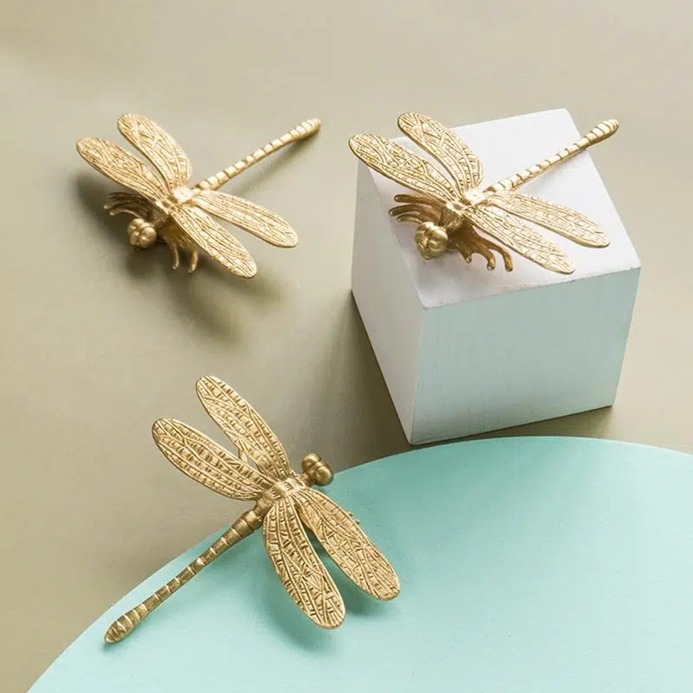 Solid Brass Dragonfly Cabinet Knobs For Drawers Cupboards 2