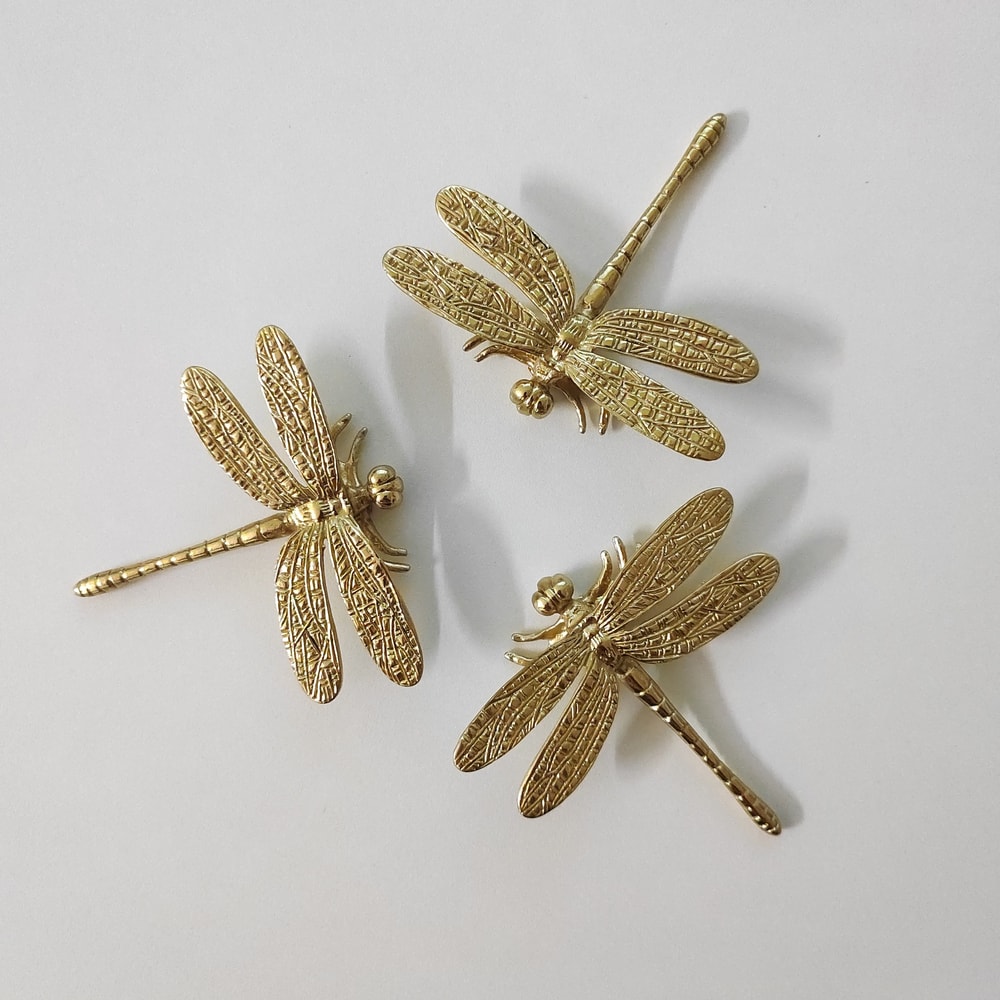 Solid Brass Dragonfly Cabinet Knobs For Drawers Cupboards 3