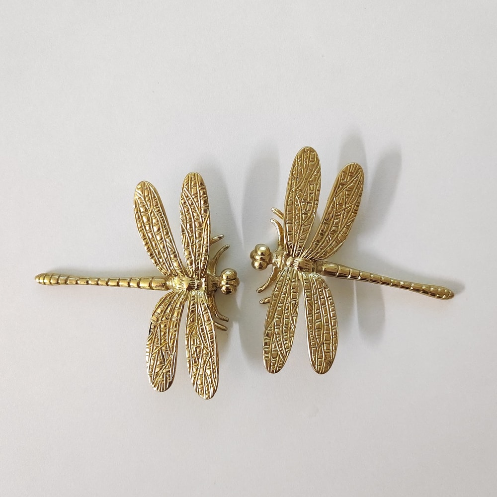 Solid Brass Dragonfly Cabinet Knobs For Drawers Cupboards 5