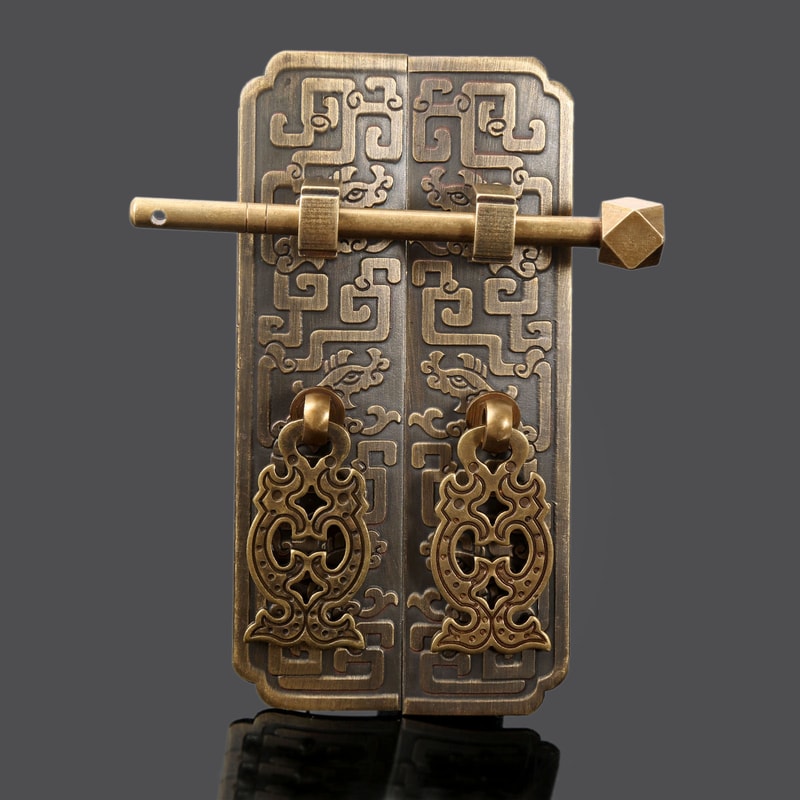 Antique Chinese Cabinet Lock Brass Cabinet Latch Pull