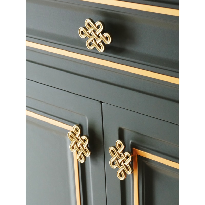 Chinese Knot Brass Cabinet Handles For Drawers Wardrobes And Kitchen Cabinets 0