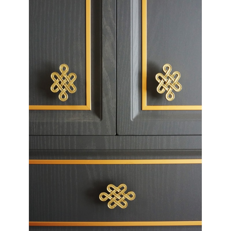 Chinese Knot Brass Cabinet Handles For Drawers Wardrobes And Kitchen Cabinets 2