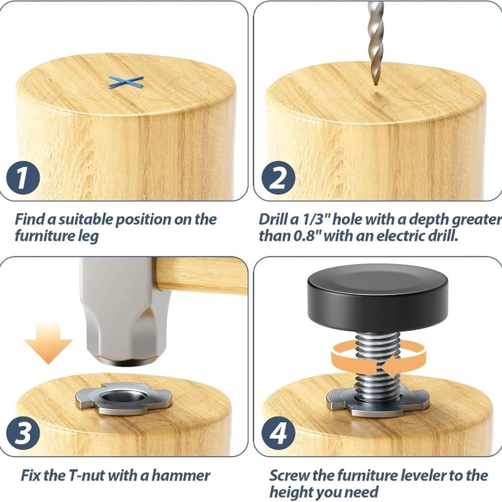 Adjustable Furniture Levelers Anti Slip Table Chair Foot Pads 4
