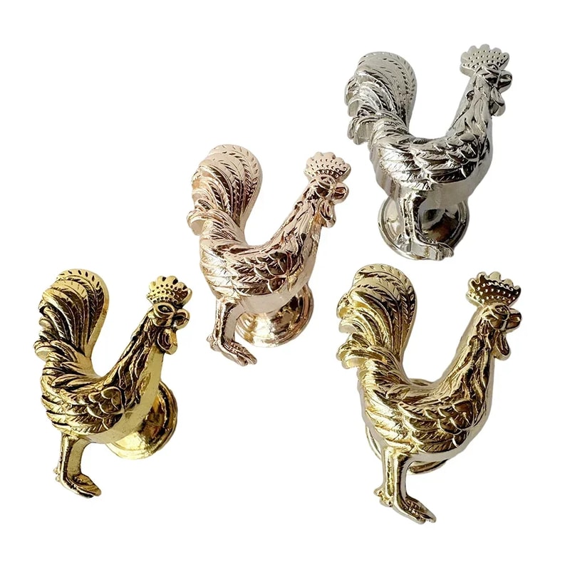 Farmhouse Rooster Cabinet Knobs Rustic Alloy Drawer Pulls 0