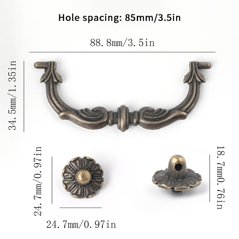 European Antique Cabinet Handle Vintage Drawer Pulls