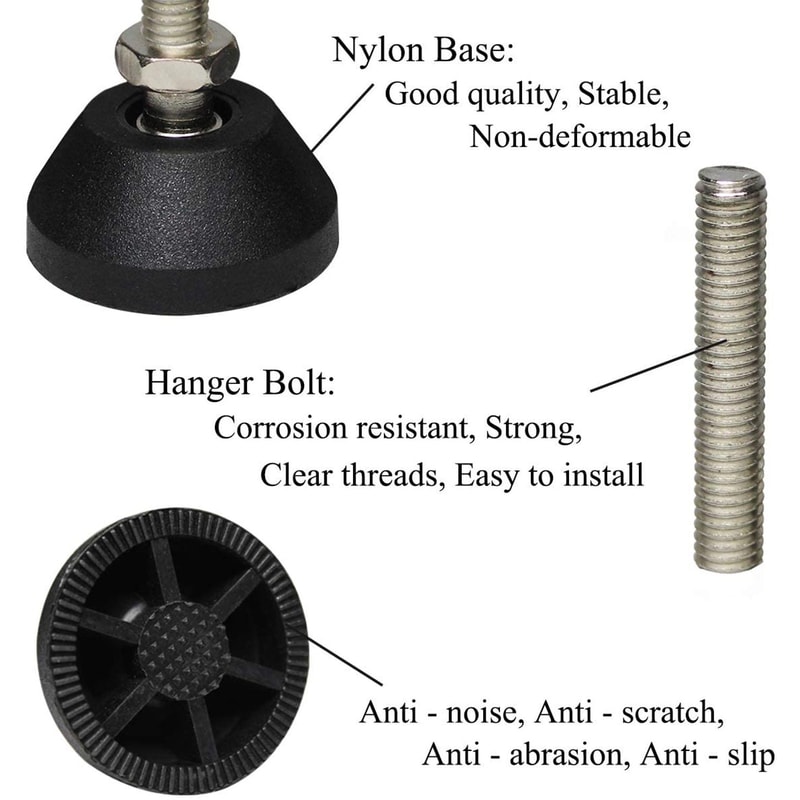 Adjustable Furniture Levelers with Swivel Threaded Feet