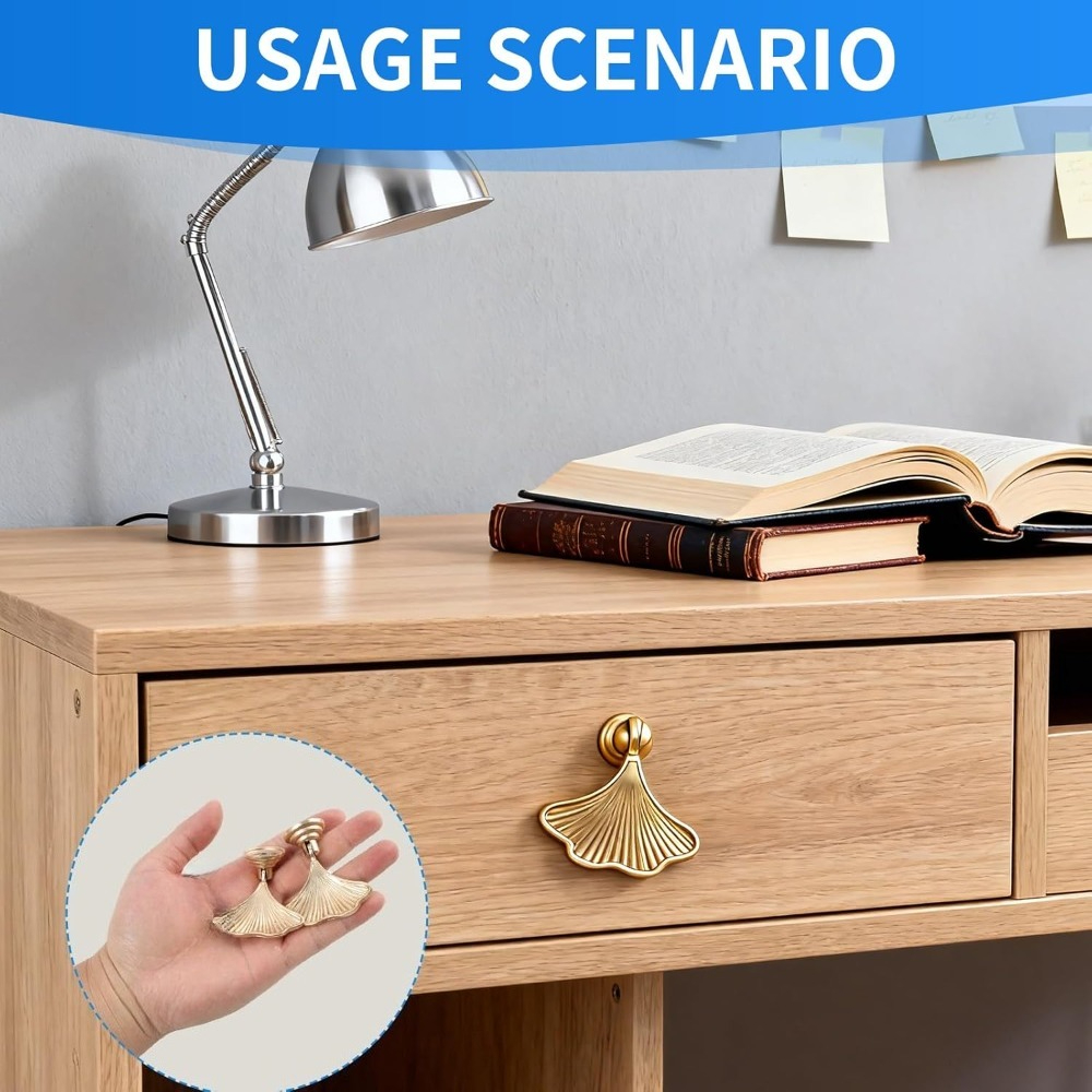 Ginkgo Leaf Cabinet Knobs Gold Drawer Pulls For Dressers And Cabinets 2