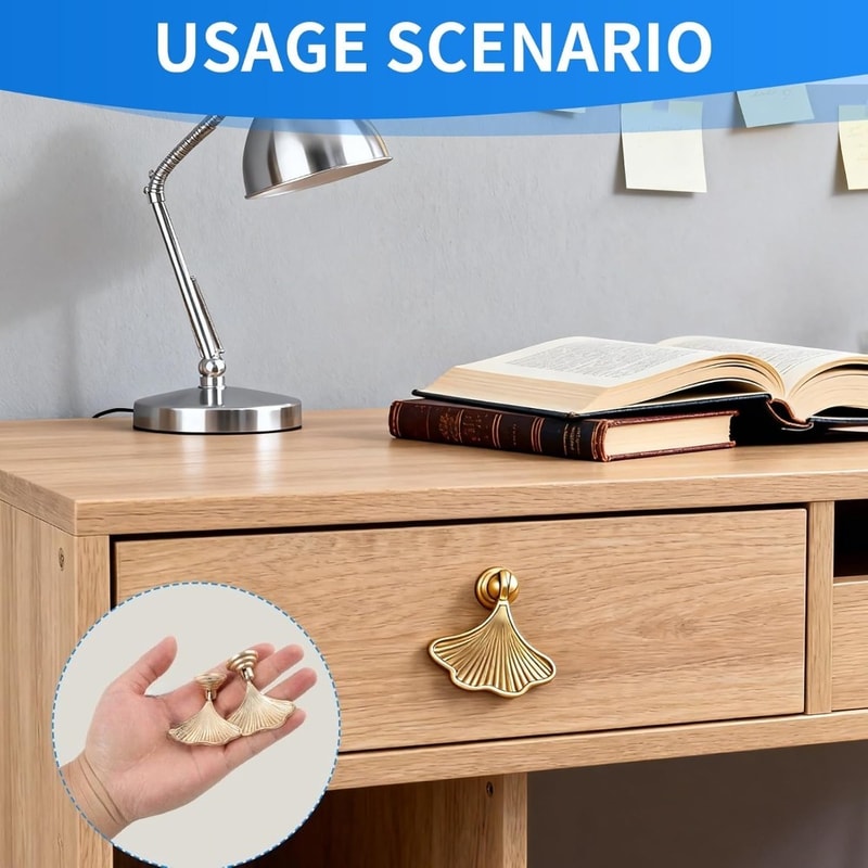 Ginkgo Leaf Cabinet Knobs Gold Drawer Pulls For Dressers And Cabinets 2