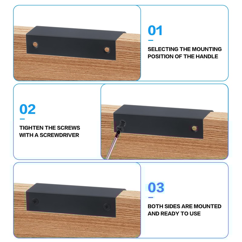 Black Hidden Cabinet Handles for Modern Drawers