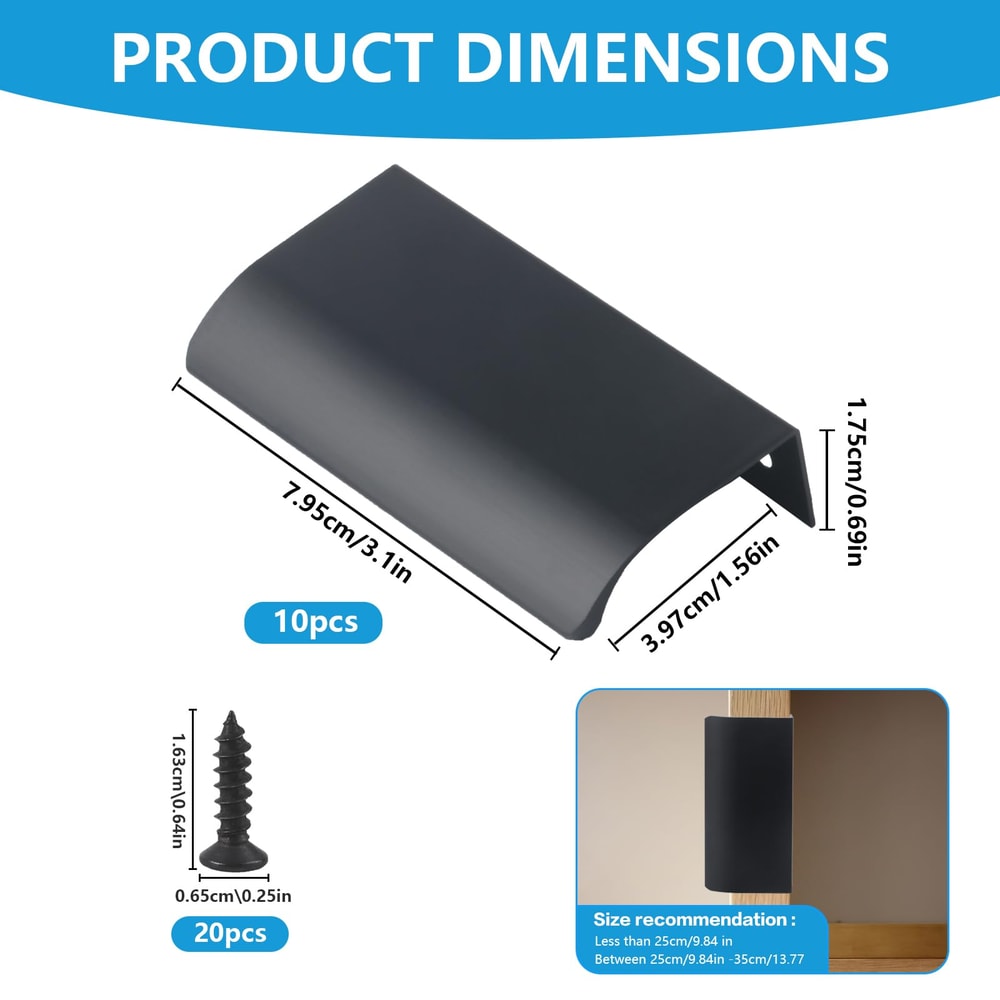 Black Hidden Cabinet Handles for Modern Drawers