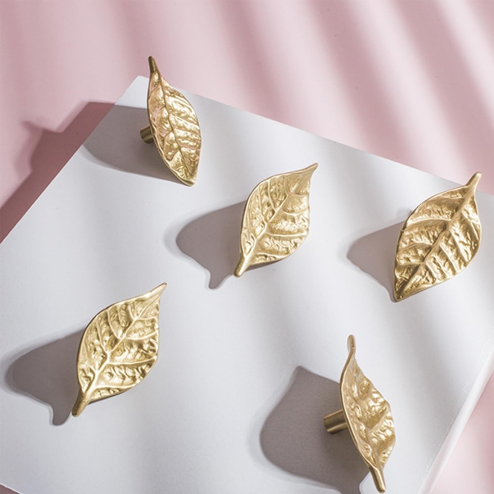 Brass Leaf Knobs Gold Leaf Drawer Pulls For Cabinets And Dressers 4