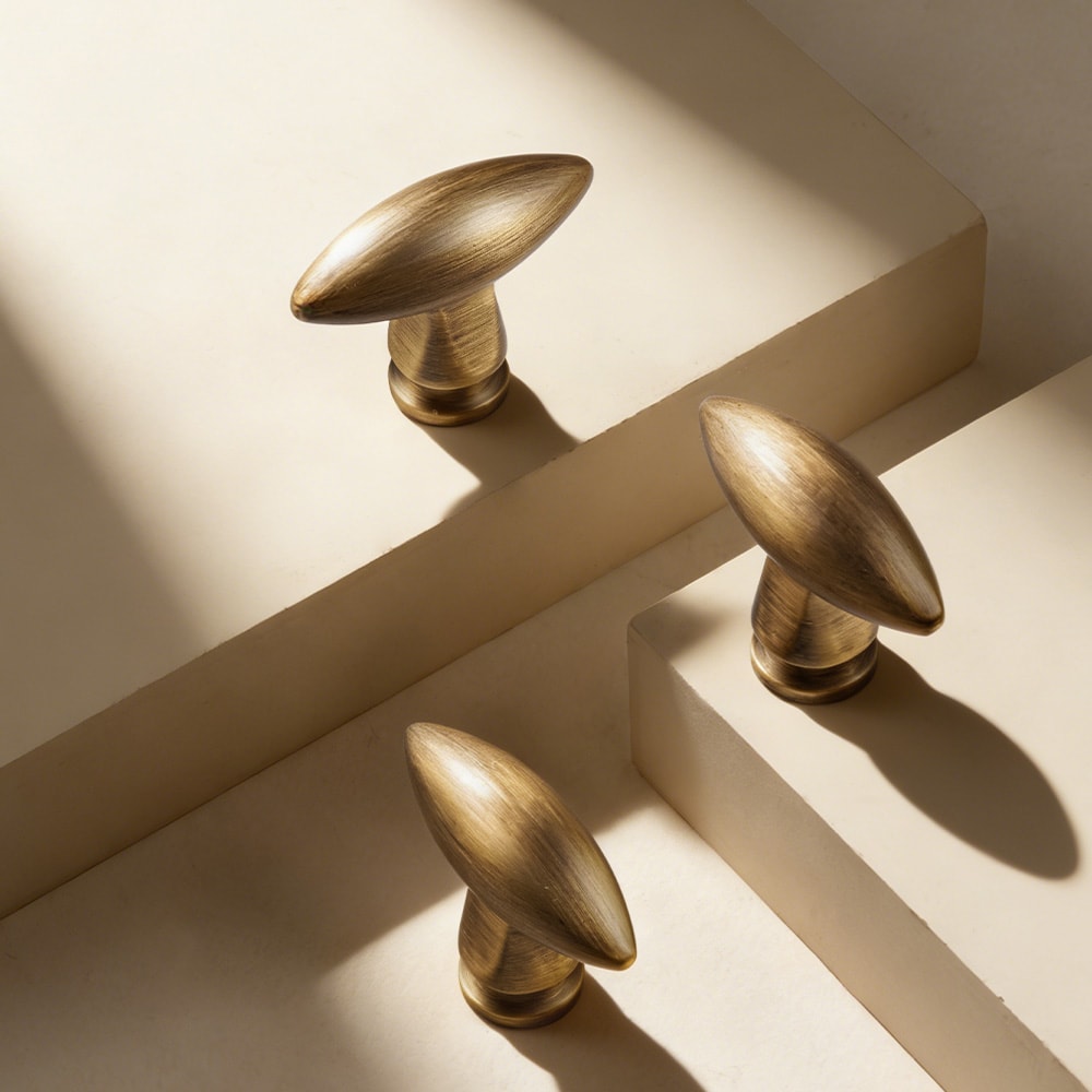 Retro Solid Brass T Bar Cabinet Knobs for Drawers and Furniture
