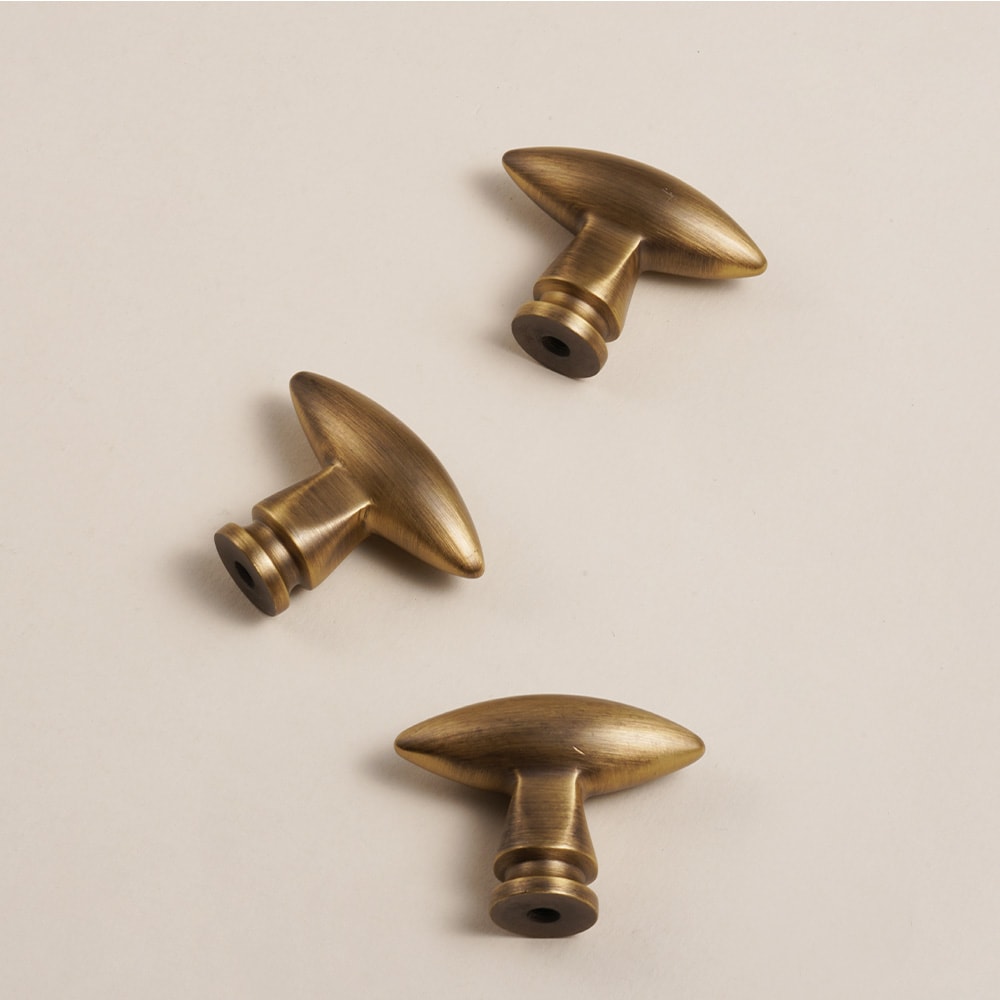 Retro Solid Brass T Bar Cabinet Knobs for Drawers and Furniture