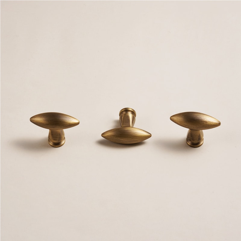 Retro Solid Brass T Bar Cabinet Knobs for Drawers and Furniture