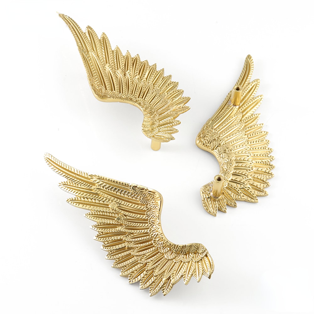 Brass Angel Wing Cabinet Knobs Gold Nordic Drawer Pulls