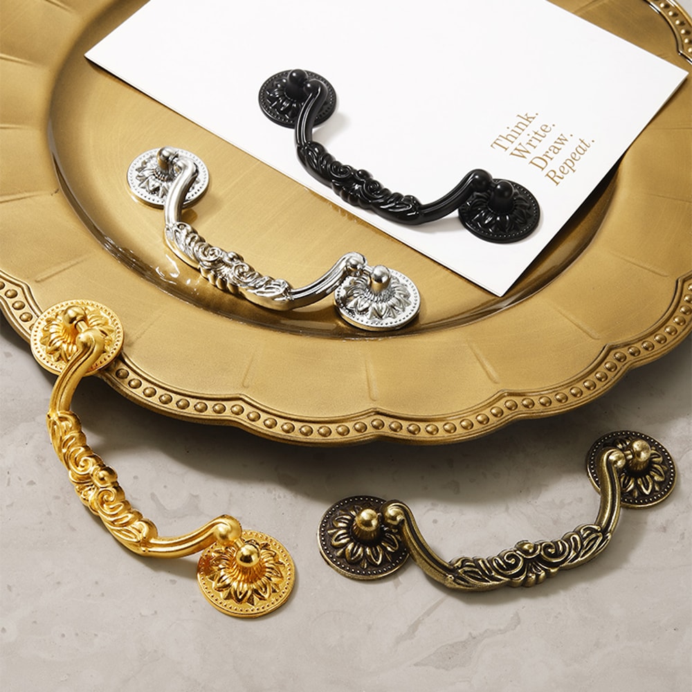 European Antique Cabinet Pulls Zinc Alloy Vintage Drawer Handles 0