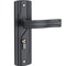 Black Door Handle Lock With Keys Silent Manganese Steel Lever Set 4