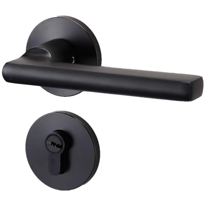 Silent Black Aluminum Interior Door Handle Lock for Bedrooms