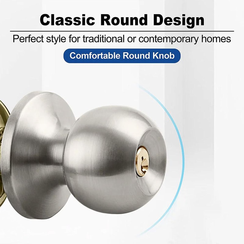 Universal Keyed Door Knob for Bedroom Bathroom and Entry Doors