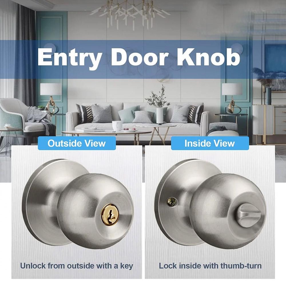Universal Keyed Door Knob for Bedroom Bathroom and Entry Doors
