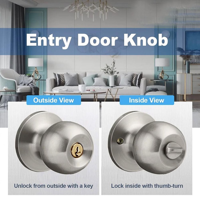 Universal Keyed Door Knob for Bedroom Bathroom and Entry Doors