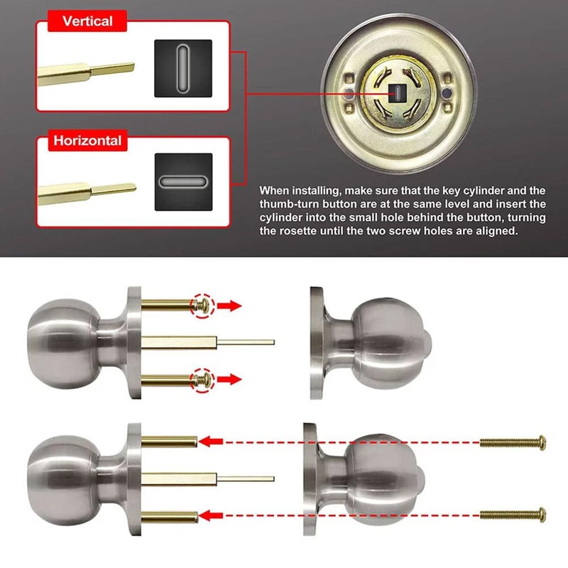 Universal Keyed Door Knob for Bedroom Bathroom and Entry Doors