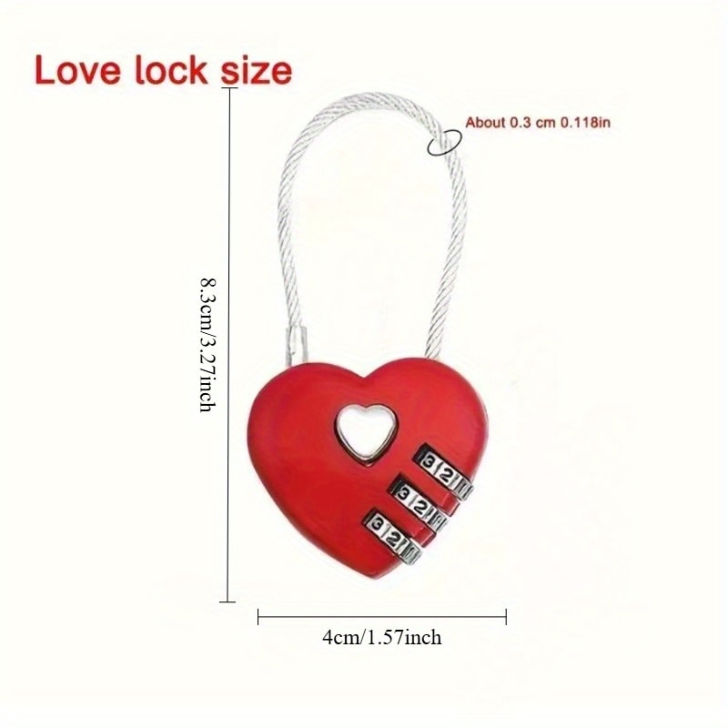 Heart Shaped Digit Combination Luggage Lock Set 3