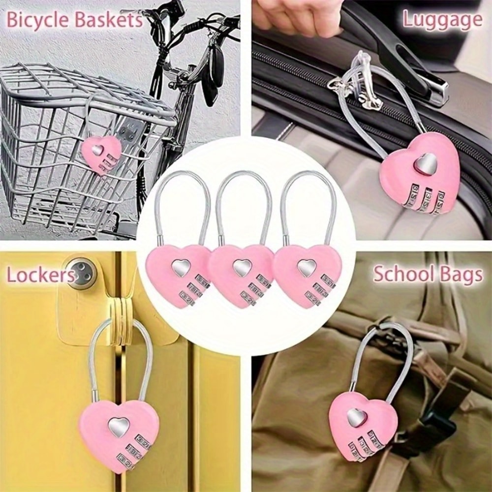 Heart Shaped Digit Combination Luggage Lock Set 5